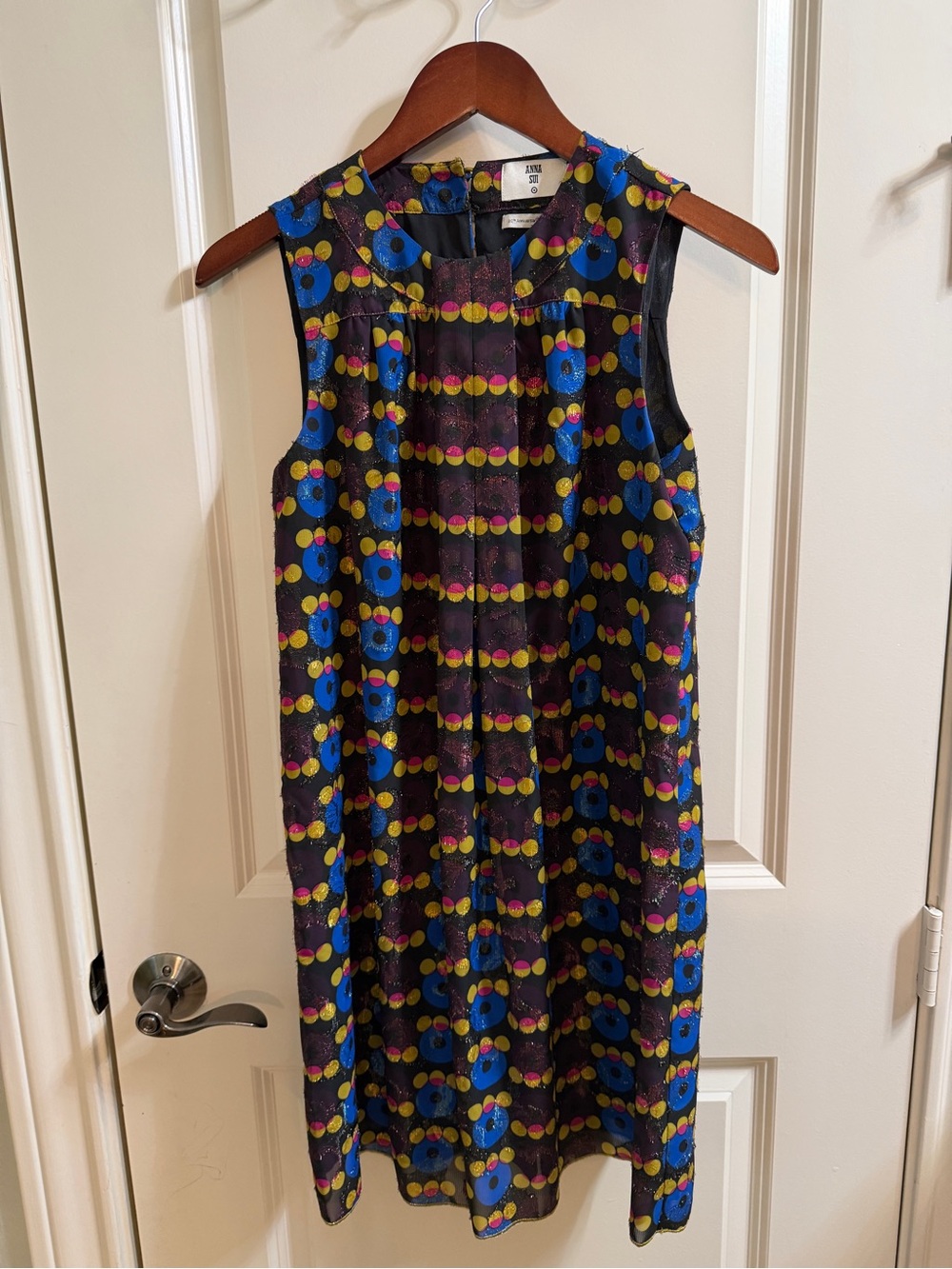 Anna Sui for Target Sleeveless Dress with Blue and Yellow Dot Pattern